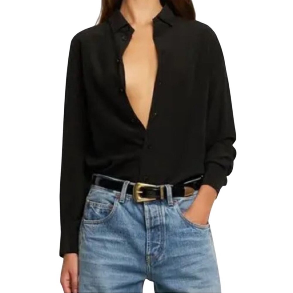 Saint Laurent Classic Slim Fit Black Button-Up Shirt from Saks NY. Made in Italy